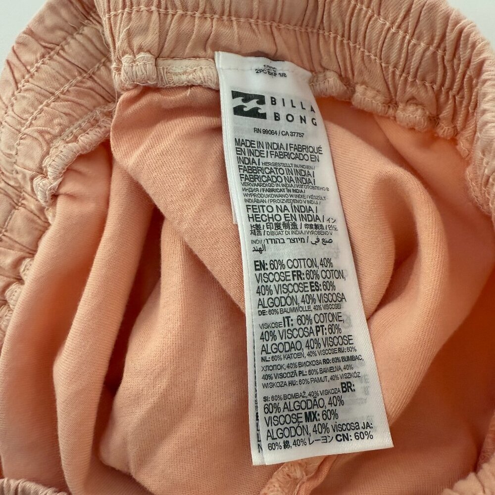 Billabong 'road Trippin' Drawstring Elastic Waist Shorts In Sweet Peach Pink - Picture 5 of 5